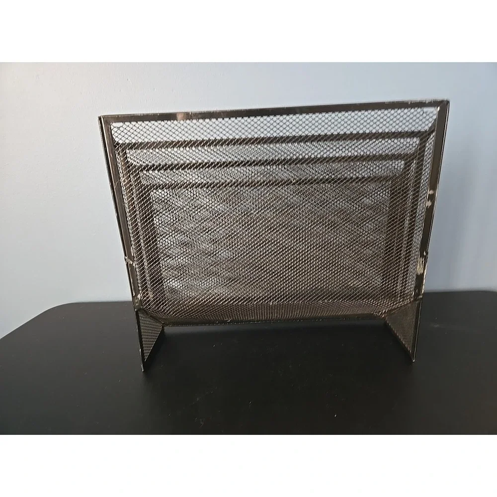 Three Section Tier Compartment Black Metal  Mesh Wire File Organizer‎
